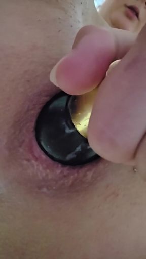 Powerful moment from "Butt-obsessed Ana Liz pushes the bottle all the way into his asshole"