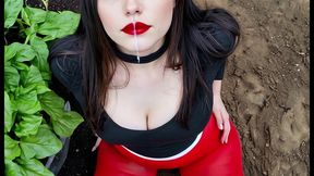 goth girl takes massive impossible cumshot facial in her nylons. pantyhose handjob cumload. (ai generated)