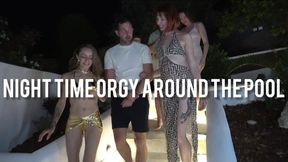 Night time orgy around the pool!