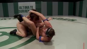 Horny babes wrestle and fuck hard