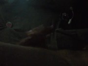 Hot Tattooed bi otter strokes big cock shoots load blowing clouds in truck