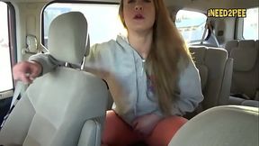 Cheyenne Jewel pisses her skintight jeans in minivan