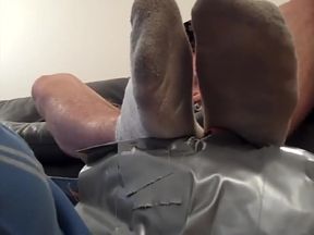 Young jock master male feet domination - sniffing masters sox