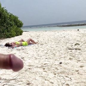 Pervert Jerks off Busty MILF and Her Stepdaughter and Cums on Their Faces While They Sunbath