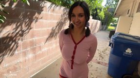 Best friend Hailey Rose squirts and cums on toes in outdoor public