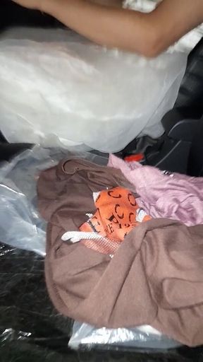 Crossdressing Wearing Wedding Gown While Driving and Cum Inside Gown