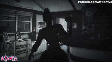 A massive grey cow monster fucks a former soldier deep in her throat