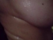 naked woman in the shower listening to reggae tropical black