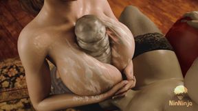 Lady Dimitrescu & Claire - Futa MILF Wrecks Her Pussy