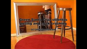 Green Santa Cruz stilettos posing and cock crushing WMV