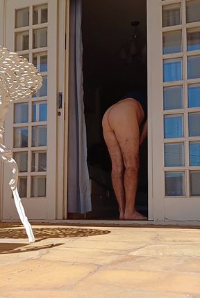 Man caught naked.
