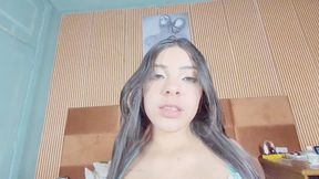 PUTTING OUT MY FIRE IN THE PUSSY RUBBING IT ON MY USELESS SLAVE UNTIL ORGASM - BY MANUELA WILLIANS 18 YRS OLD - CLIP 1