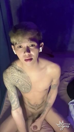 Filipino Inked Horny Twink Teasing and Masturbating Until He Cums