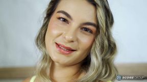 Newcomer Lia Tovar's butt hangs out of her cutoff shorts.