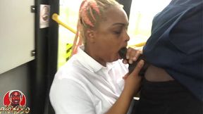 Black Beauty Sucks BBC on Public Bus