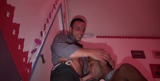 Black male slave sucks the hefty dong until its last drops