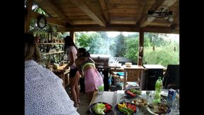 Neighbor´s barbecue party hot tight girls in summer dress short skirts no panties bbq party - ep. 1