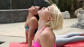 Ash Hollywood seduces her yoga partner - Lesbian Porn