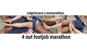 4 nut footjob marathon, CatPrincess x MrMarathon, size 9 milf feet on bbc