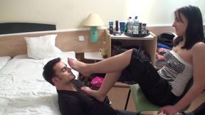 Feet smelling by the music