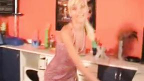 ”Nikky Blond masturbating with dildo bar until a guy arrive & Fuck her Deepback”