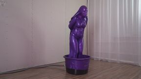 Sonya got stuck in a basin of lilac latex