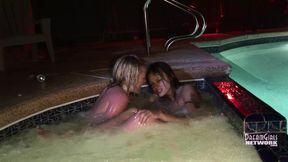 Rough hot tub fucking with two freaks