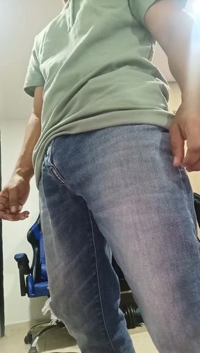 Dick Out of Pants and Urinating at Work