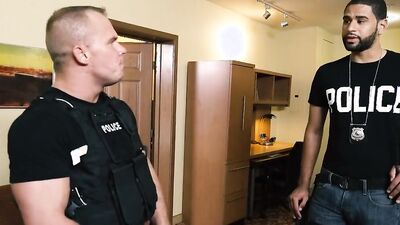 Muscular police officer dominates a twink and fucks his ass hard