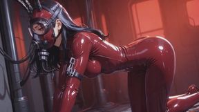 Heavy Red Latex Catsuit + Permanent Mask | Couple’s Extreme Breath Control