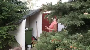 Hot blonde neighbor gets nailed in the living room