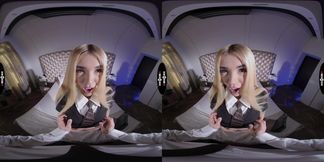 Petite blonde Una VR gets a uniform creampie in POV uniform action