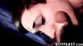 Tatted twink Blake Mast jacks off while POV sucking a big cock
