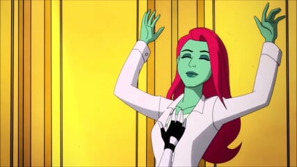 POISON IVY lesbian HARLEY QUINN incredible elevator cunnilingus scene (not explicit)