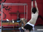 Masked Damien is bound and flogged by master Ryann