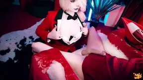 Alastor fills Charlie's throat with hot cum in BDSM roleplay