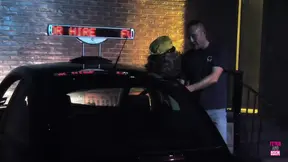 Busty driver eats big ass in mouth while guy smashes her pussy