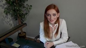 Blond Hair Babe Ts boss fucks redhead employee