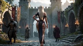 nordic slave mistress taken by dark warriors in ancient castle [ai generated]