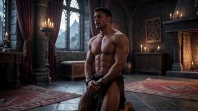 nordic slave mistress taken by dark warriors in ancient castle [ai generated]