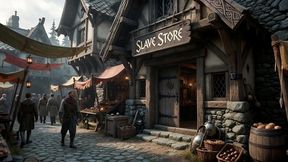 nordic slave mistress taken by dark warriors in ancient castle [ai generated]