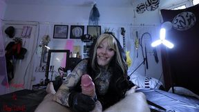 pegging and prostate milking by hot goth chick leads to huge cumshot