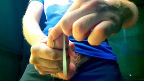 The guy finished in his own foreskin