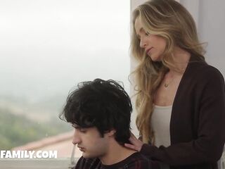 Golden-haired mother I'd like to fuck Athena Anderson reduced stepson’s stress with a oral-job and her juicy bald cunt screwing