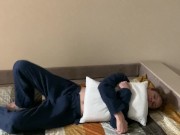 Hot Stud in Pajama Wanking his 9 inches DICK in Front of his Roomate / Cute