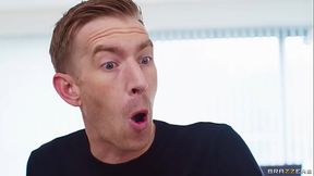 Blonde bombshell Ema Karter gets double cock action