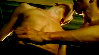 Skinny twink blows a big cock before taking it into his ass