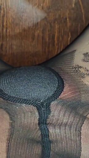 Rubbing My Huge Dick in Stepsister's Beautiful Black Pantyhose with a Pattern