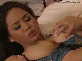 Busty Asian girl massaging a cock with her wet pussy