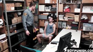 Young thief is apprehended by an officer who hammers his tight ass bare